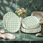 Pajean 350 Pcs Gingham Paper Plates and Napkins, Green White - Image 5
