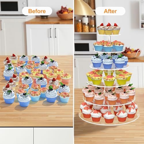 6 Tier Cupcake Stand Clear Acrylic Cupcake Tower for 60 Cupcakes - Image 6