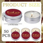MTLEE 50 Pcs Burgundy Thank You Candles Baby Shower Wedding Favors - Image 6