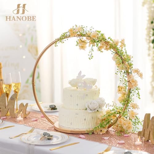 Hanobe Gold Cake Stand for Wedding, 11.7" Round Display Stands - Image 2