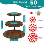 ELITEROO 3 Tier Cupcake Stand for 50 Cupcakes, Rotating Wooden Cake Stand - Image 5