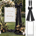 LEIFIDE Wedding Welcome Sign Stand with Giant Bow Adjustable Wedding Sign Holder with 2 Leather Hanging Straps Seating Chart Easel for Birthday Bridal Shower Home Party Decor (Black,Simple) by LEIFIDE