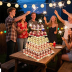 5 Tier Cupcake Stand,Clear Tiered Cupcake Tower with String Lights, Large Square Cupcake Holder Dessert Display for Baby Shower, Tea Party and Wedding - Image 3