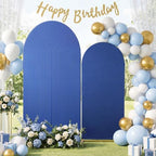 2 Set Wedding Arch Cover Navy Blue Ripple & Solid Stretchy Backdrop Cover - Image 3