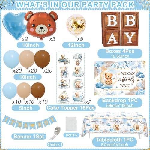 DataMoon We Can Bearly Wait Baby Shower Decorations for Boy - Image 3