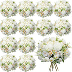 Tigeen 12 Bundles Peonies Artificial Flowers Faux Roses, Pure White by Tigeen