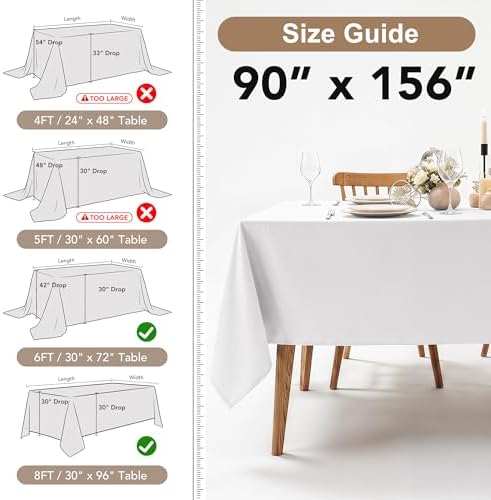 Fitable 6 Pack White Table Cloths 90x156 Inch for 8 Foot Rectangle Tables - Image 4
