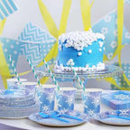 durony 350 Pcs Frozen Birthday Party Supplies Winter Snowflake Frozen Plates Napkins Cups Plastic Cutlery Frozen Party Disposable Tableware for Christmas Winter Wonderland Decorations Serve 50 Guests - Image 5