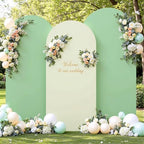 Sage Green Beige Arch Backdrop Cover 6FT 5FT 4FT Wedding Arch Covers Set of 3 Spandex Fitted Fabric Backdrops Double-Color Arch Covers Stretchy Backdrop for Party Baby Shower Birthday Decoration by Tao-GePartyDecorations