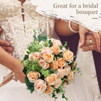 Zeyune 8 Pack 12 Inch Artificial Rose Bouquet, Champagne - Image 4
