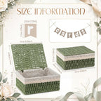 Gerrii Wedding Party Decoration 12 x 9.4 x 5.3 in Large Wicker Storage Basket with Lid Wedding Card Box and Card Banner Set Money Envelope Box Gift for Baby Shower Favor Supplies(Sage Green) - Image 6