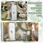 Baby Shower Welcome Linen Sign Stand with Satin Ribbon, Green - Image 3