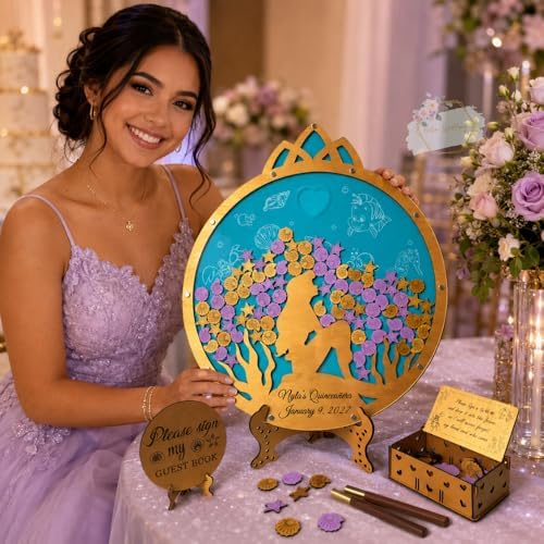 Mermaid Quinceanera Guest Book Alternative, Under the Sea Drop Top Frame - Image 3