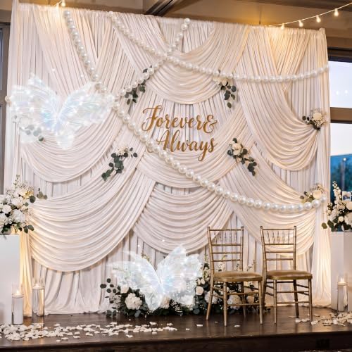 Pinkunn 4 Pcs Wedding 20" Giant LED Butterfly, 11.8ft Pearl Bead Garland - Image 4