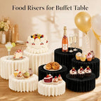 8Pack Buffet Risers, Display Stands Foldable Food Risers for Buffet, Cake Stands for Party, Dessert Table Display Set for Catering Jewelry Wedding Decor (White, Black) - Image 3
