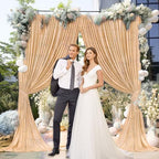 10 x 10 Feet Champagne Backdrop Curtain for Partie, Background Curtains for Photoshoot, Birthday, Wedding, Halloween, Thanksgiving, Christmas Day, New Year Party Decorations 5Ft x 10Ft, 2 Panels - Image 4