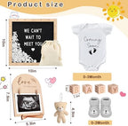 9 Pcs Pregnancy Announcements Set, Include Felt Letter Board Sign with Baby Bodysuit Shoes and Wooden Sign Surprise Announcement for Grandparents Partner Gift Family Reveal - Image 2