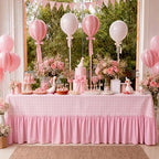 Moukeren 120"x60" Ruffled Tablecloth Table Cover, Pink, Gingham - Image 6