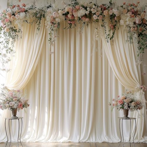 Ivory Backdrop Curtains for Wedding Parties, 30x7FT Wrinkle Free Photo Backdrop Curtains for Wedding Birthday Party Baby Shower, Fabric Drape with Rod Pockets 5ft x 7ft, 6 Panels by Unknown