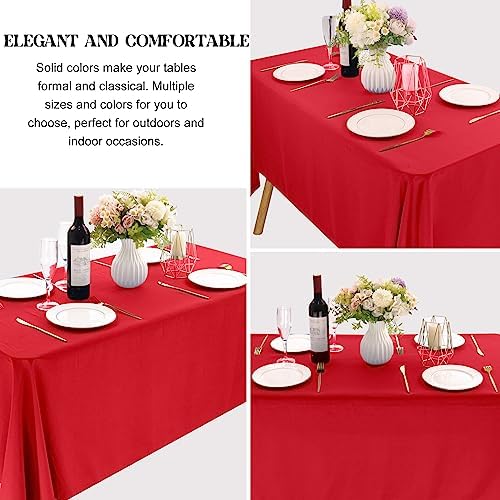 4 Pack Rectangle 60x102 Inch Red Polyester Table Cloth Washable Table Cover for Wedding Dining Table Buffet Parties Banquet Decoration（Red） - Image 3