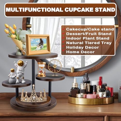 ZMCYNG Cupcake Stand, 4 Tier Round Wood Cupcake Tower Stand for 50 Cupcakes - Image 3