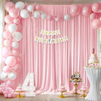10x10ft Pink Backdrop Curtains for Wedding Parties Wrinkle Free Pink Curtains Photo Backdrop Drapes for Photography Birthday Baby Shower Soft Fabric Party Backgournd for Photoshoot 5x10ft, 2 Panels - Image 3