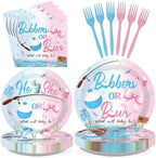 96Pcs Bobbers or Bows Gender Reveal Party Decorations, Serves 24 by Greencian