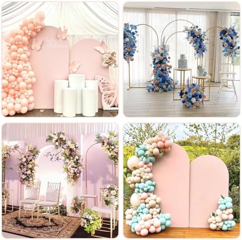 7.2FT, 6FT Wedding Arch Stand and Matching Light Pink Spandex Fitted Arch Backdrop Cover Set, Round Top Chiara Backdrop Stands and Covers for Birthday Party Baby Shower Banquet Decor (Light Pink) - Image 7