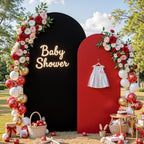 7.2FT & 6FT Arch Backdrop Cover, Black & Red Wedding Arch Covers, Spandex Arch Covers Stretchy Backdrop for Bridal Shower Baby Shower Birthday Decoration by LittleFunny