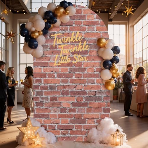 Red Brick Arch Backdrop Cover, 7.2FT x 4FT, for Birthday and Baby Shower - Image 2