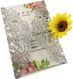 50 Sets 250GSM Silver Glitter Laser Cut Wedding Invitations Cards With Envelopes Inserts Birthday Greeting invites cards Bridal Shower 5X7 - Image 2