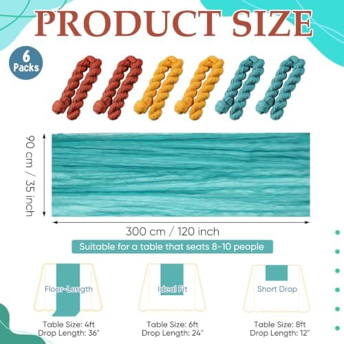 6 Pcs Terracotta and Teal Green Cheesecloth Table Runner 118" - Image 2