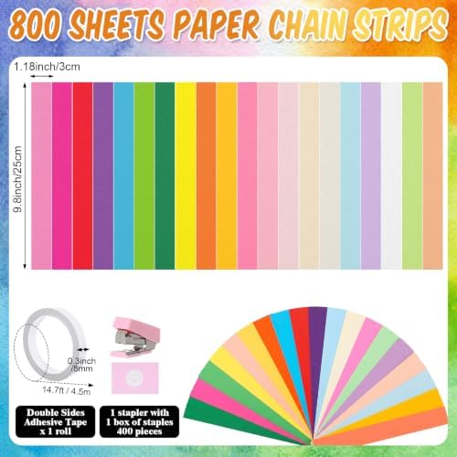 TaoBary Rainbow Party Decorations 1200 Sheet Paper Chain, Vibrant, Same Size - Image 5