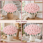 100 PCS Blush Roses Artificial Flowers, Fake Roses with Stem Realistic Silk Rose for DIY Wedding Bouquets Table Centerpieces Arrangements Baby Shower Birthday Home Decor Valentines Day Gift for Her - Image 4