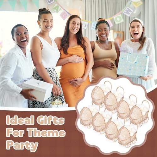 Threehoney 12 Pcs Baby Shower Mini Carriage Decoration Brown Bear Color Metal Wired Fillable Candy Stroller Baby Shower Table Centerpiece for Guest Gender Reveal Wedding Party Favor Gift - Image 6