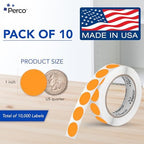Perco Neon Orange Perforated Round Circle Dot Sticker 1-Inch Labels — 10 Rolls, 10,000 Stickers—Clearance, Discount & Priority Labels, High Visibility, Strong Adhesive—Made in USA - Image 2