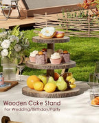 Wood Cupcake Stand, 3 Tier Cupcake Tower, Large Rustic Cake Display Holder - Image 4
