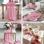 12 Pieces Dusty Rose Cheesecloth Table Runner 10FT Pink Runner for Tables Gauze Fabric Boho 35 x 120 Inches Long Table Runner Decoration Rustic Sheer Runner for Wedding Baby Birthday Party Dusty Rose - Image 6