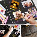 Photo Album DIY Scrapbook, 10x10 inch 50 Pages Double Sided, Vintage Hardcover Three-Ring Binder Picture Booth Albums with 6 Colors 408pcs Self Adhesive Photos Corners for Memory Keep (Black) - Image 5