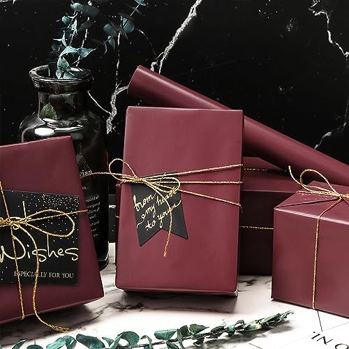 RUSPEPA 30" X 100' Burgundy Pearl Wrapping Large Paper Roll, Jumbo Roll, Wine Red Solid Color Gift Wrap Paper for Birthday, Wedding, Christmas, Shower, Congrats, Valentine's Day, Holiday Gifts - Image 3