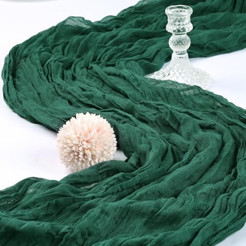 12 Pack 10Ft Emerald Green Cheesecloth Table Runner 23 x 120 Inch - Image 3