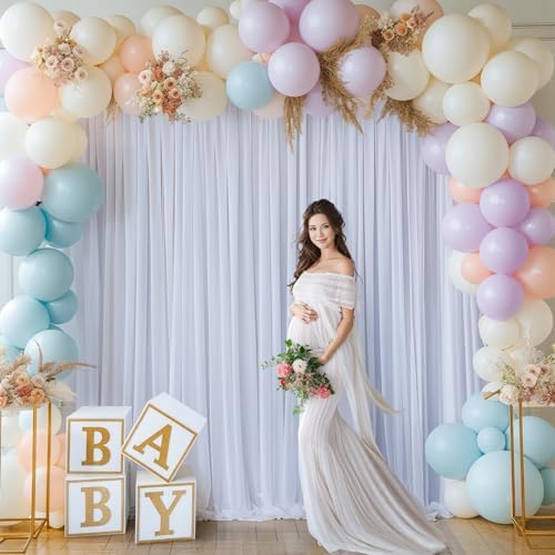 24x10FT White Backdrop Curtains for Wedding Parties, Wrinkle Free Polyester Photography Backdrop Drapes for Wedding Baby Shower Birthday Parties Stage Background Stand Decorations 4x10ft,6 Panels - Image 4