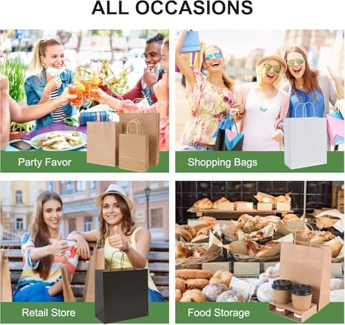PAICUIKE Large Brown Paper Gift Bags with Handles, 13x7x13 Inch, 50 Pack - Image 5