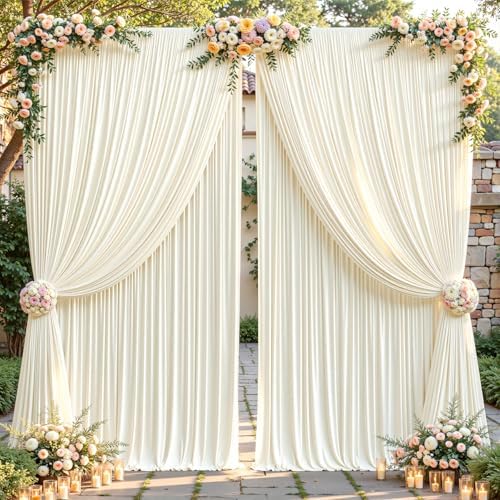 16ftx10ft Wrinkle Free Ivory Backdrop Curtain - 10 Feet Photography Backdrop Drapes, Silky Polyester Back Drop Cloth for Wedding Baby Shower Balloon Arch Background by Unknown