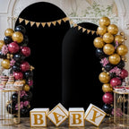 Black Red Arch Cover 2 Set-7.2 and 6ft Arch Backdrop Cover Spandex Wedding Arch Stand Covers for Birthday Party Baby Shower Retirement Graduation Banquet Halloween Photo Background Decorations - Image 4