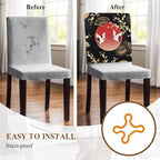 Cherry Blossom Chair Back Covers for Dining Chairs 8 Pack, Harmony Crane Red Moon Paper Fan Washable Removable Chair Slipcover Back Chairs Protector for Wedding Baby Shower Party - Image 6