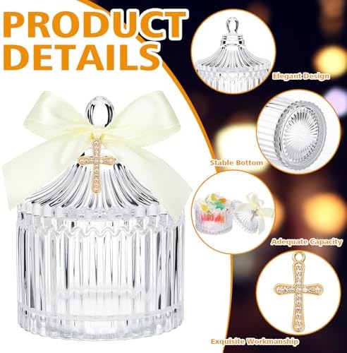 24 Sets Baptism Favors Crystal Bowl Cross Communion Baby Shower - Image 3