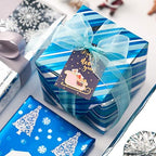 WRAPAHOLIC 30 Inch Christmas Wrapping Paper Roll - Jumbo Roll Blue and Silver Snowflake and Stripe Set with Metallic Foil Shine - 4 Rolls - 30 Inch x 120 Inch Per Roll - Image 6