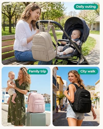BAGSMART Baby Diaper Bag with Waterproof Pad, Pink - Image 6
