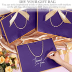 Silkfly 24 Pcs Paper Gift Bags with Handles & Bow Ribbon, Purple, Gold - Image 4